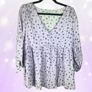 MEDIUM The Nines by HATCH Tie 3/4 Sleeve Crepe Maternity Blouse Women's Lavender